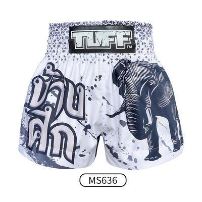 Tuff MS636 Muay Thai Boxing Shorts S-XXL White War Elephant