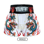 Tuff MS622 Muay Thai Boxing Shorts S-XXL White with Blue Dragon