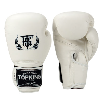 Top King TKBGSV MUAY THAI BOXING GLOVES Cowhide Leather 8-16 oz White