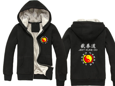 Martial Art Kung Fu JKD Jeet Kune Do Hoodie Jacket Uniform Size M-XXXL Black
