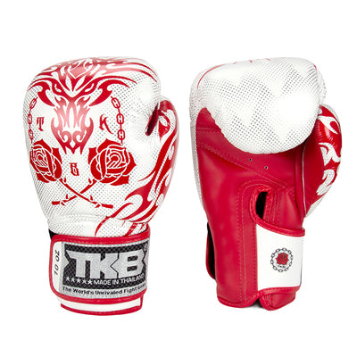 Top King TKBGDG DRAGON MUAY THAI BOXING GLOVES Cowhide Leather 8-16 oz White Red