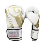 BOOSTER BEGINNER MUAY THAI BOXING GLOVES Synthetic Leather 8-14 oz White Gold