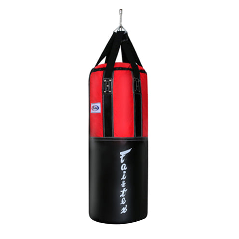 FAIRTEX EXTRA LARGE HB3 MUAY THAI BOXING MMA PUNCHING HEAVY BAG - UNFILLED Syntek Leather 40 dia x 100 cm Black Red