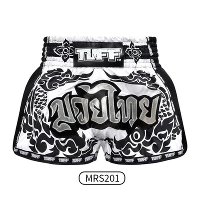 Tuff MS201 Muay Thai Boxing Shorts S-XXL New Retro Style The Great Hongsa White