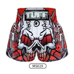 Tuff MS619 Muay Thai Boxing Shorts S-XXL Black Double Skeleton With Devil Skull
