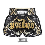 Tuff MS201 Muay Thai Boxing Shorts S-XXL New Retro Style Thai King Of Naga Black
