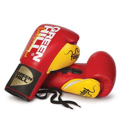 GREENHILL TAIPAN PROFESSIONAL COMPETITION BOXING GLOVES LACE UP 8-10 oz Red Yellow