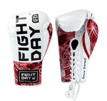 FIGHTDAY SGL2 PROFESSIONAL COMPETITION MUAY THAI BOXING GLOVES LACE UP Microfiber 8-14 oz White Red