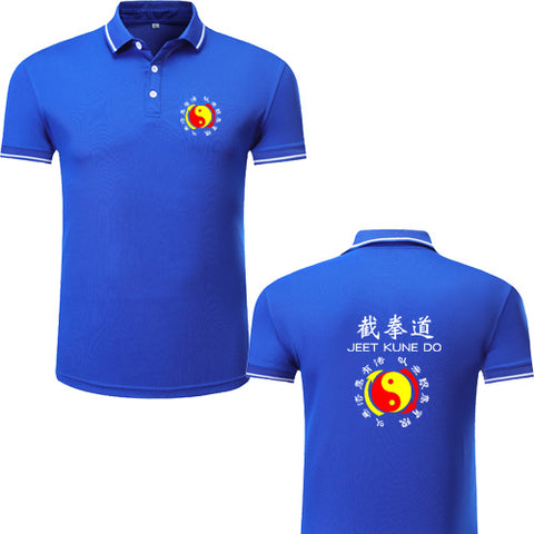 Martial Art Kung Fu JKD Jeet Kune Do Polo T-Shirt Uniform Cotton Size S-XXXXL Blue