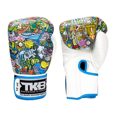 Top King TKBGCT-TH MUAY THAI BOXING GLOVES Synthetic Leather 8-14 oz White Blue