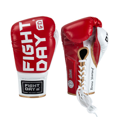 FIGHTDAY SGL1 MEXICO PROFESSIONAL COMPETITION MUAY THAI BOXING GLOVES LACE UP Microfiber 8-14 oz Red White