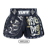 Tuff MS206 Muay Thai Boxing Shorts S-XXL New Retro Style Black Singha Yantra with War Flag