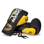GREENHILL TAIPAN PROFESSIONAL COMPETITION BOXING GLOVES LACE UP 8-10 oz Black Yellow