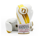 BOOSTER BGL 1 V3 LACE UP PROFESSIONAL MUAY THAI BOXING GLOVES Leather 8-16 oz White Gold