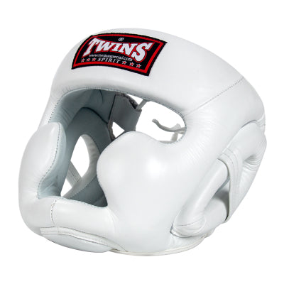 TWINS SPECIAL FULL FACE HGL-3 MUAY THAI BOXING MMA SPARRING HEADGEAR HEAD GUARD PROTECTOR Leather S-XL White