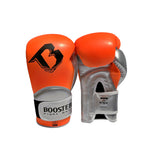 BOOSTER YOUTH MUAY THAI BOXING GLOVES KIDS Synthetic Leather 4-8 oz Orange Silver