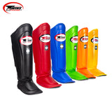 TWINS SPECIAL SGL-10 MUAY THAI BOXING MMA DOUBLE PADDED SHIN GUARD PROTECTOR ADULT & KIDS Leather XS-XL Red