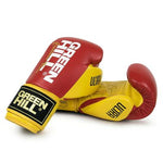 GREENHILL ULTRA PROFESSIONAL TRAINING MUAY THAI BOXING GLOVES Velcro Closure 10-16 oz Red Yellow