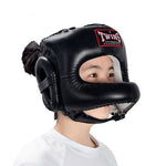TWINS SPIRIT NOSE GUARD HGL-9 MUAY THAI BOXING MMA SPARRING HEADGEAR HEAD GUARD PROTECTOR Leather S-XL Black
