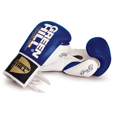 GREENHILL PROFFI PROFESSIONAL COMPETITION BOXING GLOVES LACE UP 8-16 oz Blue White