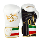No Boxing No Life Never Say Die BOXING GLOVES Extra Thick Microfiber 8-16 oz White