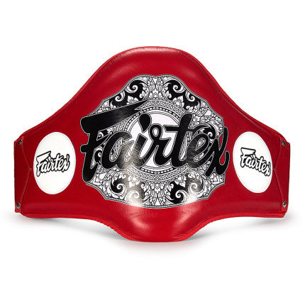 FAIRTEX BPV2 LIGHTWEIGHT MUAY THAI BOXING MMA SPARRING BELLY PROTECTOR PAD Leather Size Free Red