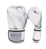 BOOSTER BEGINNER MUAY THAI BOXING GLOVES Synthetic Leather 8-14 oz White Silver