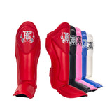 TOP KING TKSGBL MUAY THAI BOXING MMA SHIN GUARD PROTECTOR Leather M-XL Red