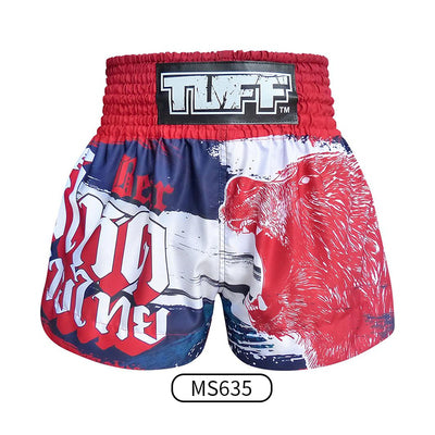 Tuff MS635 Muay Thai Boxing Shorts S-XXL Navy Blue Furious Bear