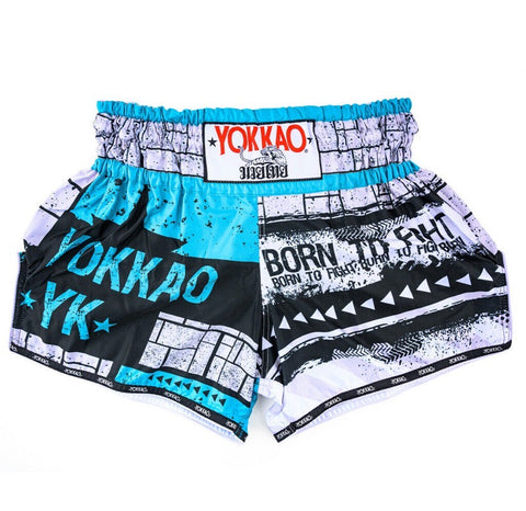 YOKKAO BORN TO FIGHT CARBONFIT MUAY THAI MMA BOXING Shorts S-XXL Blue