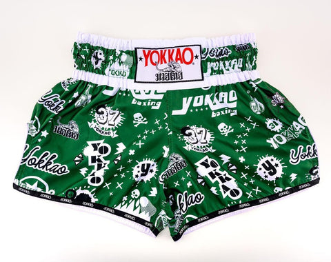YOKKAO ROCK 'N ROLLA CARBONFIT MUAY THAI MMA BOXING Shorts S-XXL Green