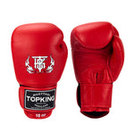 Top King TKBGUV MUAY THAI BOXING GLOVES Long cuffs Cowhide Leather KIDS 6 oz Red
