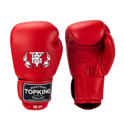 Top King TKBGUV MUAY THAI BOXING GLOVES Long cuffs Cowhide Leather 8-16 oz Red