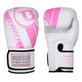 BOOSTER BEGINNER MUAY THAI BOXING GLOVES Synthetic Leather 8-14 oz White Pink