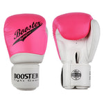 BOOSTER MUAY THAI BOXING GLOVES Leather 8-16 oz White Pink