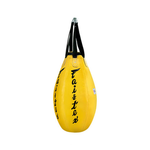 FAIRTEX SUPER TEARDROP HB15 MUAY THAI BOXING MMA PUNCHING HEAVY BAG - UNFILLED Syntek Leather 38 dia x 93 cm Yellow