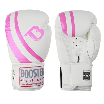 BOOSTER PRO BGS MUAY THAI BOXING GLOVES Leather 8-14 oz White Pink