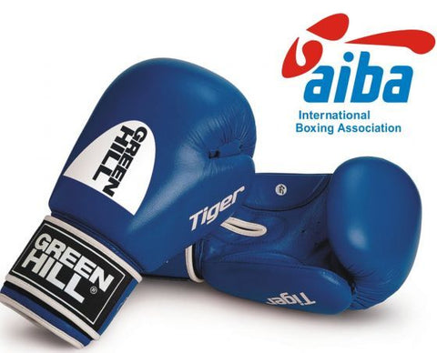 GREENHILL TIGER IBA APPROVED PROFESSIONAL TRAINING BOXING GLOVES Velcro Closure 10-12 oz Blue