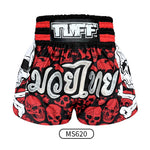 Tuff MS620 Muay Thai Boxing Shorts S-XXL Battalion Skull in Red