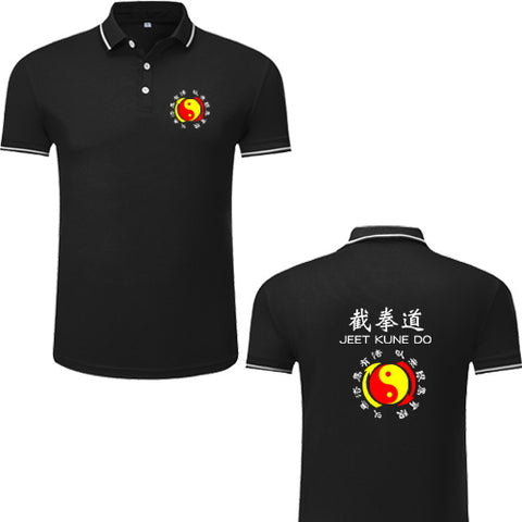 Martial Art Kung Fu JKD Jeet Kune Do Polo T-Shirt Uniform Cotton Size S-XXXXL Black