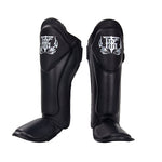 TOP KING TKSGBL MUAY THAI BOXING MMA SHIN GUARD PROTECTOR Leather M-XL Black