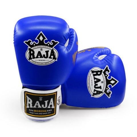 RAJA RBGP-4 MUAY THAI BOXING GLOVES Cooltex PU Leather 8-12 oz Blue
