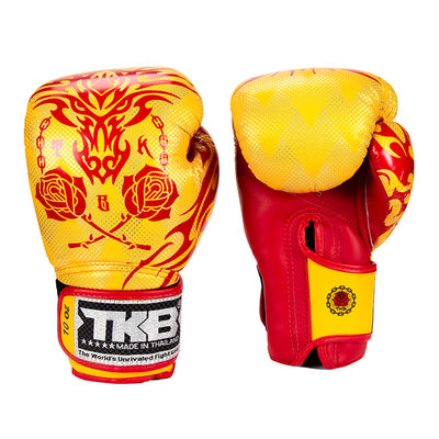 Top King TKBGDG DRAGON MUAY THAI BOXING GLOVES Cowhide Leather 8-16 oz Yellow Red