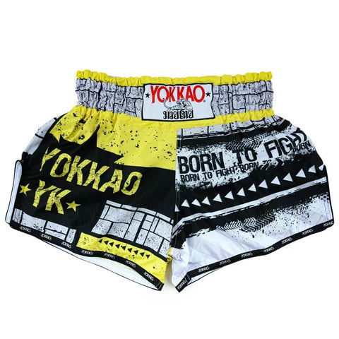 YOKKAO BORN TO FIGHT CARBONFIT MUAY THAI MMA BOXING Shorts S-XXL Yellow