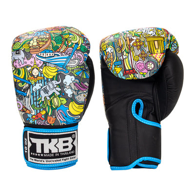 Top King TKBGCT-TH MUAY THAI BOXING GLOVES Synthetic Leather 8-14 oz Black Blue