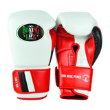 No Boxing No Life The Real Punch BOXING GLOVES Microfiber 8-16 oz White Red