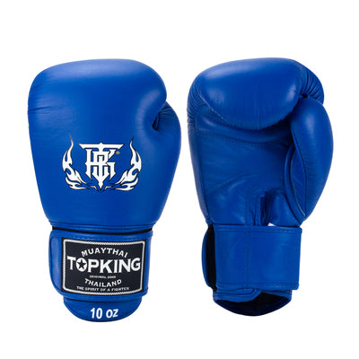 Top King TKBGUV MUAY THAI BOXING GLOVES Long cuffs Cowhide Leather 8-16 oz Blue