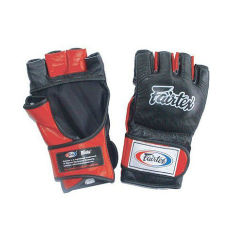 FAIRTEX MMA MUAY THAI BOXING GLOVES Thumb Enclosure Leather FGV13 Size M-XL Black Red
