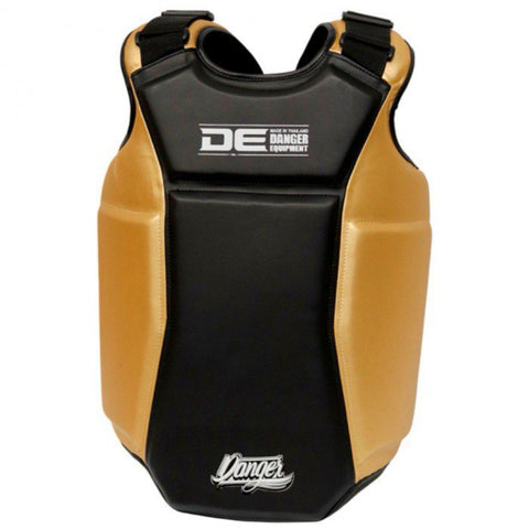 DANGER EQUIPMENT IRON MAN MUAY THAI BOXING MMA SPARRING BODY SHIELD PROTECTOR SIZE FREE BLACK GOLD