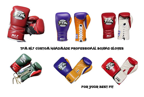 TFM RL7 HANDMADE CUSTOM MADE PROFESSIONAL COMPETITIONS BOXING GLOVES 12-16 oz